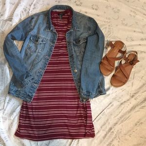 FOREVER21 RED AND WHTE STRIPED TEE DRESS